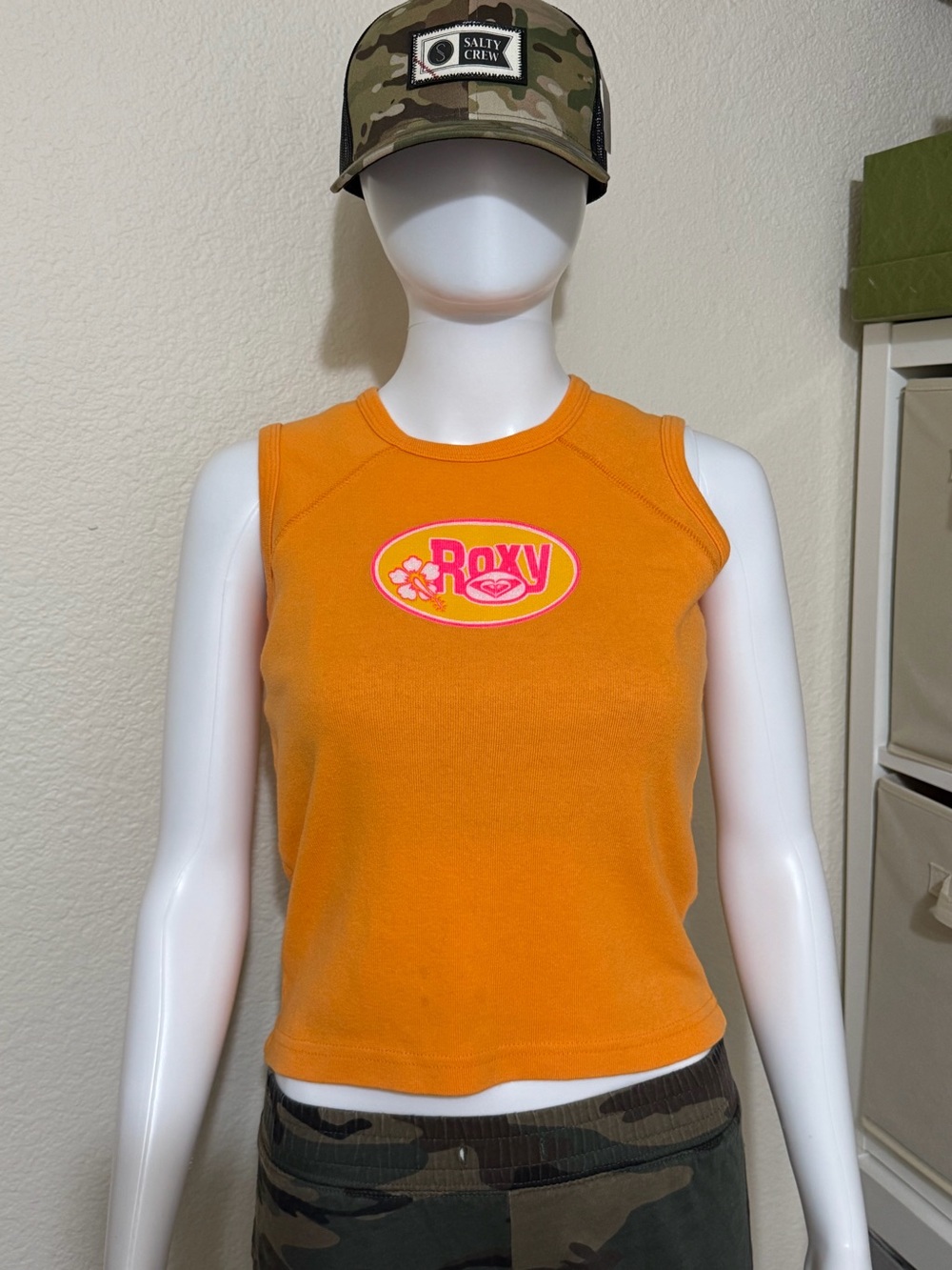 Roxy Quicksilver Orange Vintage Tee Shirt Tank Top Size Small